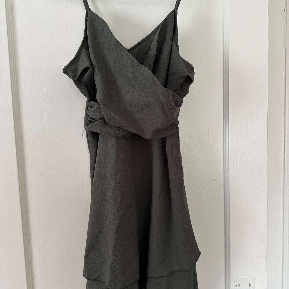 SHEIN Green Asymmetrical Wrap Mini Dress